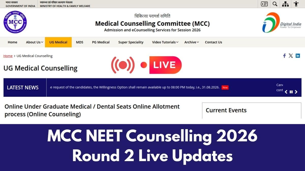 MCC NEET Counselling 2026 Round 2 Live Updates: Direct Registration Link, Choice Filling at mcc.nic.in
